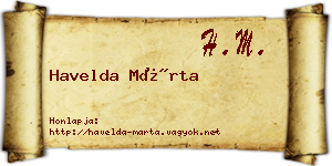 Havelda Márta névjegykártya